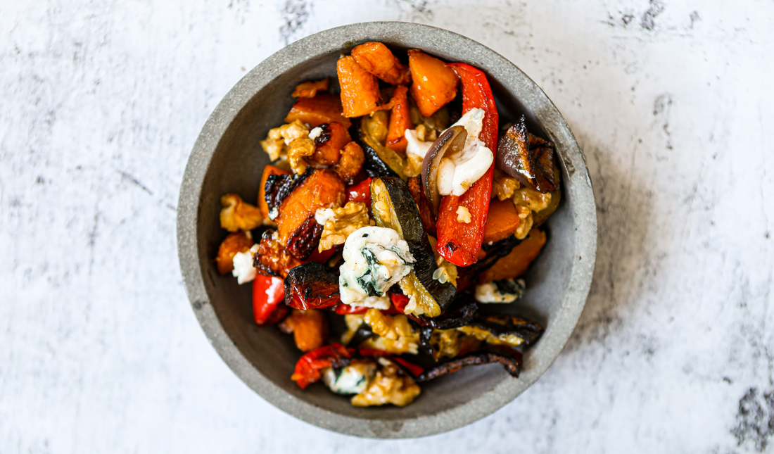 Roast Veg & Blue Cheese Tray Bake