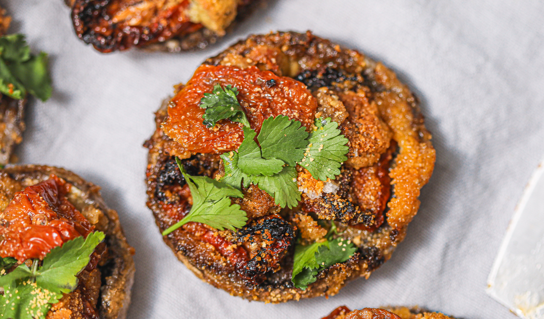 Herbi Cheese & Sun-Dried Tomato Stuffed Mushrooms