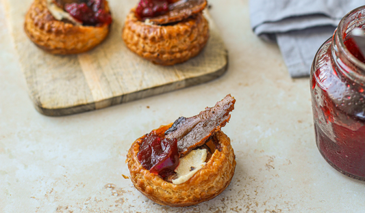 Ched Spread, Bacon & Cranberry Christmas Canapes