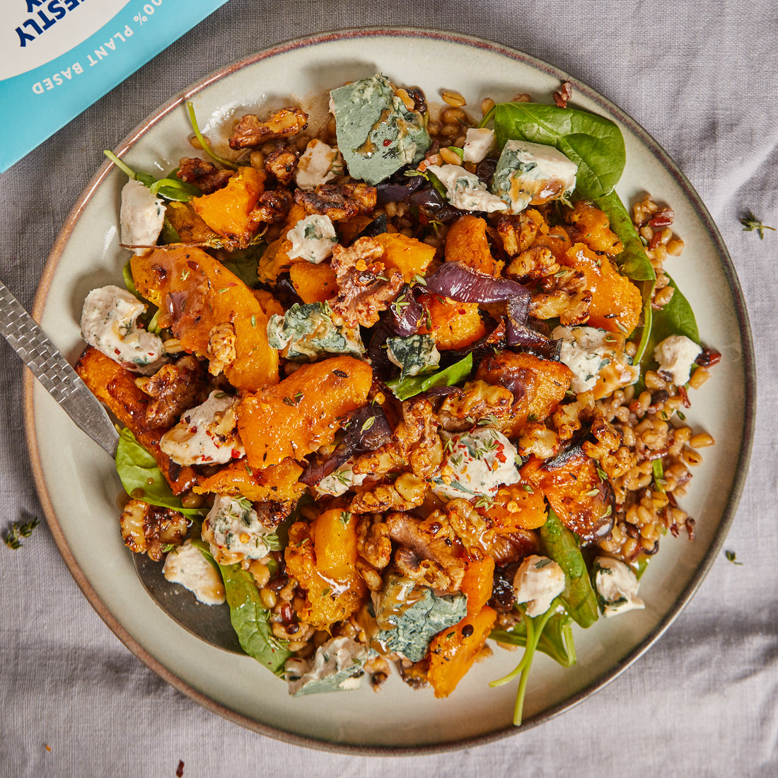 Blue Cheese, Butternut & Barley Salad with Maple Walnuts